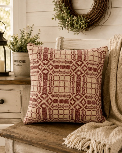 NORMANDY RED/TAN PILLOW 20X20 *NEW* AVAIL SEPT 2026
